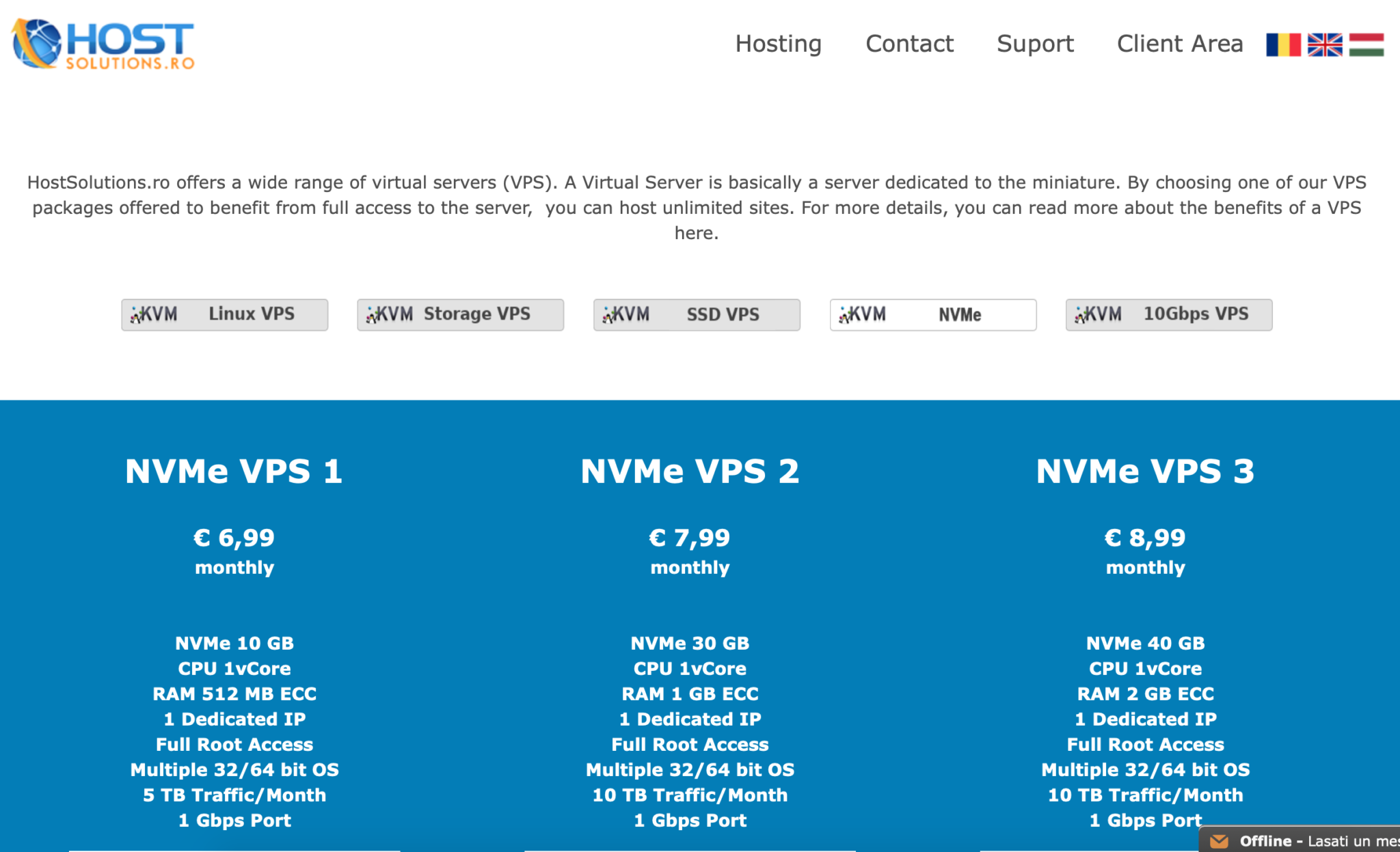 HostSolutions 罗马尼亚NVMe VPS促销，5折优惠，100%无视版权，月付€3.45起
