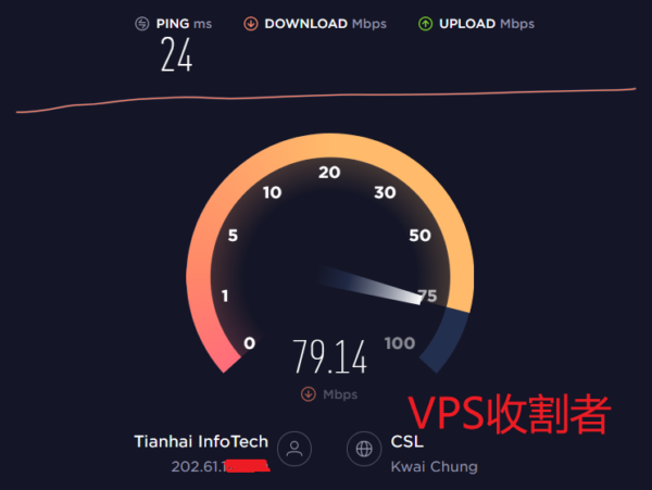 企鹅小屋网络全新升级后的香港四期66/0.5G套餐Speedtest测速
