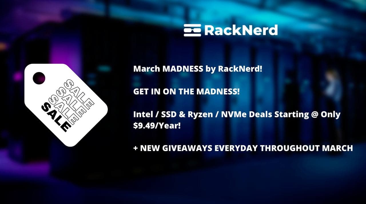 RackNerd 3月促销，1C/768M/2T@1Gbps/年付$9.49