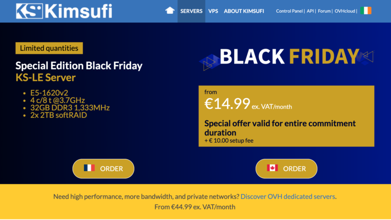 Kimsufi 2021黑色星期五