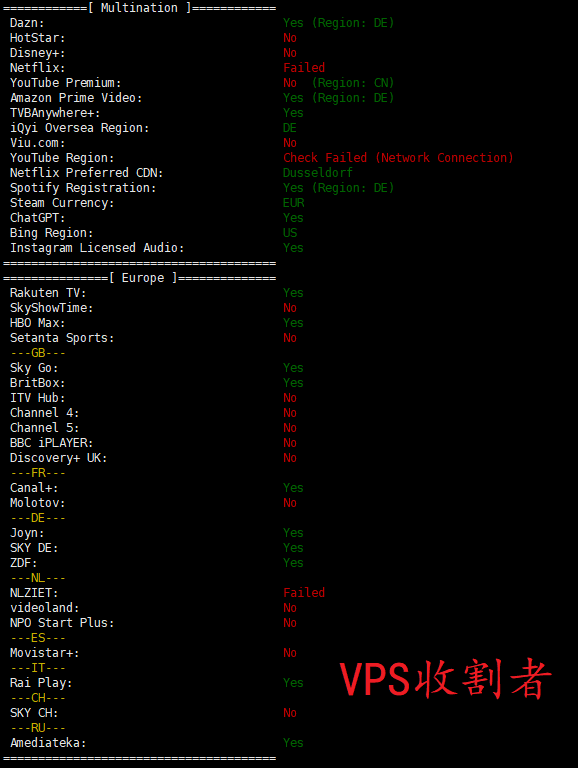 V.PS 德国法兰克福Cloud KVM VPS 媒体解锁测试