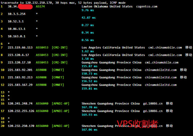 AcckCloud美国洛杉矶4837 VPS服务器深圳移动回程路由