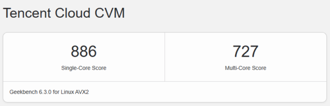 腾讯云德国法兰克福200M锐驰型轻量Geekbench 6测试