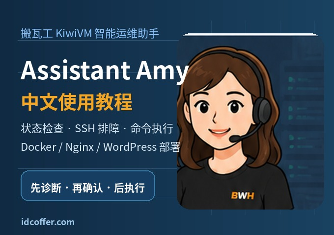 搬瓦工 KiwiVM Assistant Amy 中文使用教程