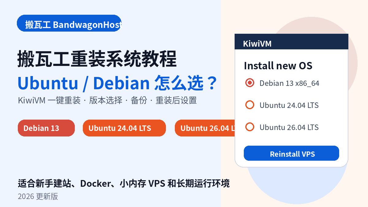 搬瓦工重装系统教程 Ubuntu Debian怎么选