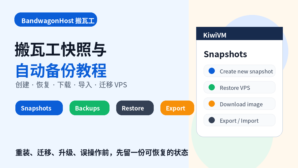 搬瓦工快照与自动备份教程：创建、恢复、下载和迁移