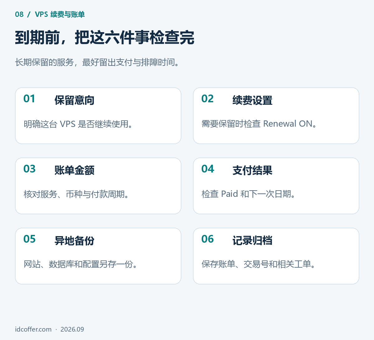 搬瓦工VPS到期前续费和数据备份检查清单