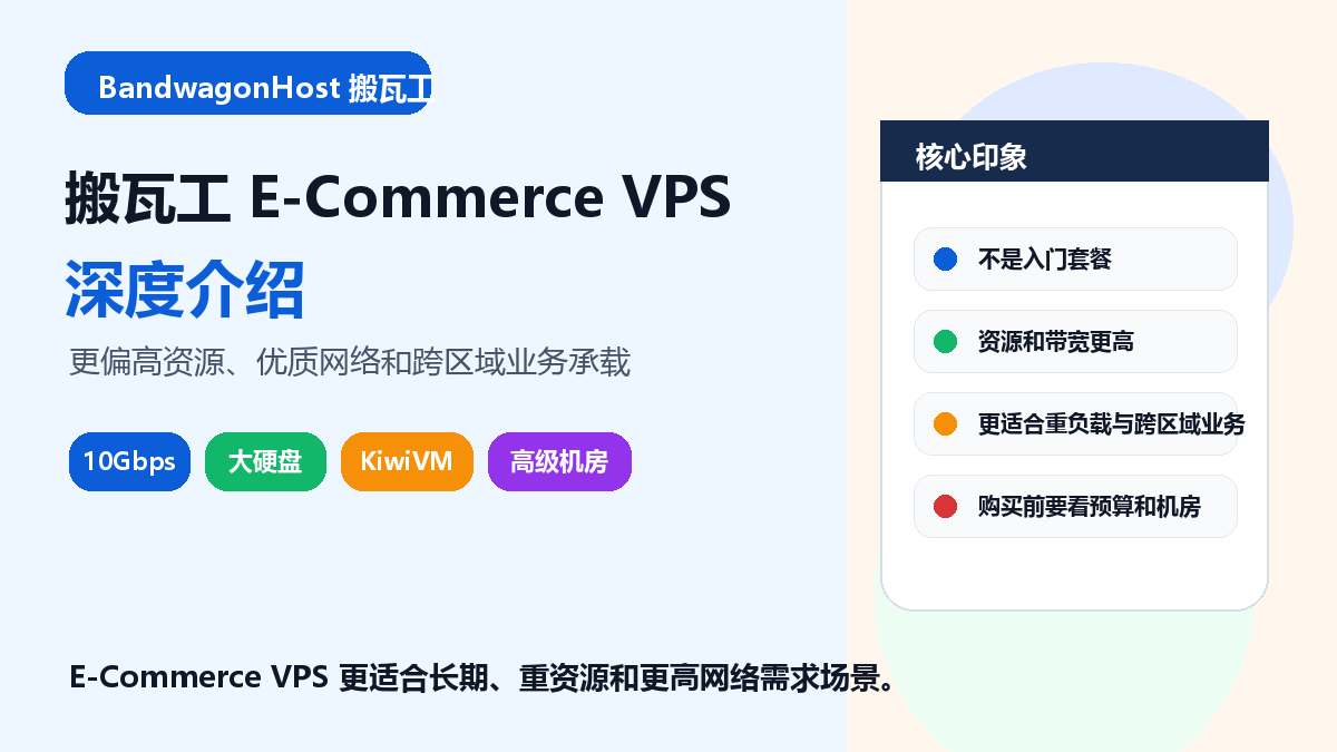 搬瓦工 E-Commerce VPS 深度介绍