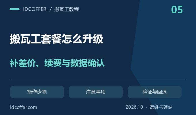 搬瓦工套餐升级教程:补差价、续费价格、IP 和数据注意事项